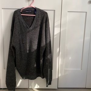 Long Sleeve Dark Grey V-Neck Sweater